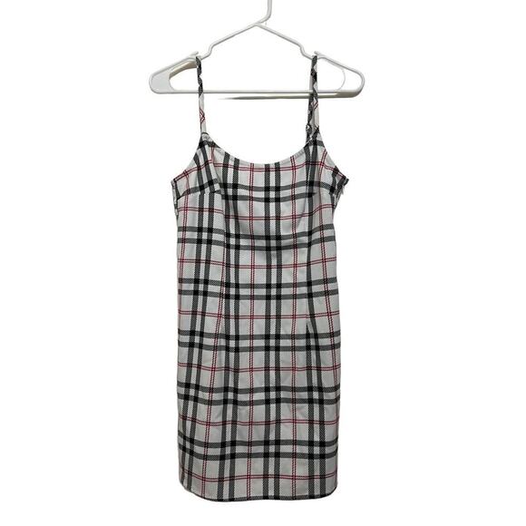 Forever 21 Plaid Bodycon Open Back Mini Dress Red Black White Medium - Picture 1 of 5